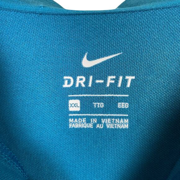 Nike NWT Women's Dri-Fit Teal White Colorblock Pique Knit Quarter Zip Golf Polo - Picture 12 of 13